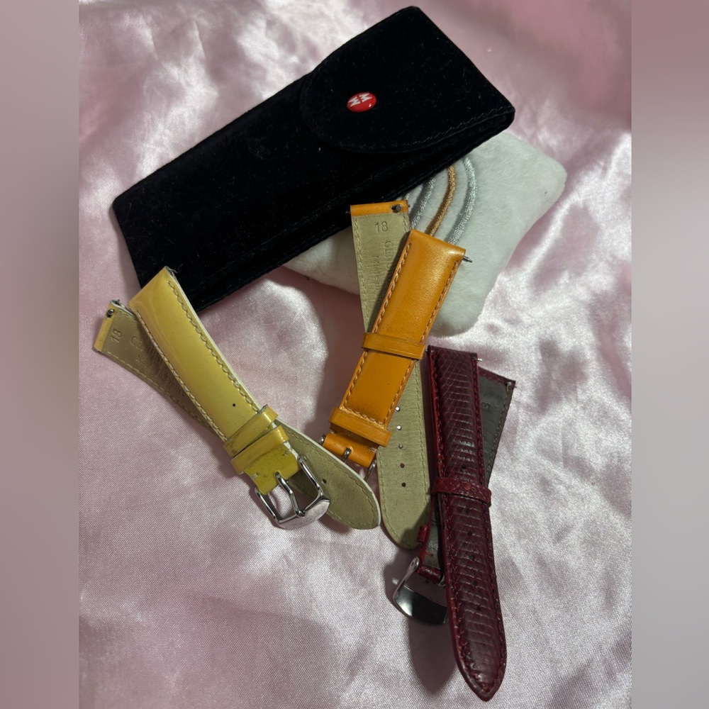 MW Stylish Leather Watch Straps Set - Yellow, Orange, Red